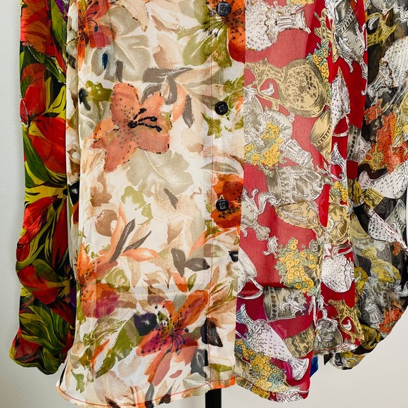 Vintage Sebatu Sheer Mixed Media Beaded High Low Top Womens Med 80s Art to Wear - Picture 8 of 12